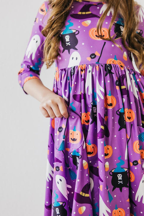 no-tricks-just-treats-3-4-sleeve-pocket-twirl-dress Mila & Rose - Sophia's Style-5